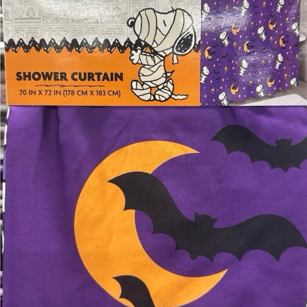 Peanuts Snoopy Halloween Purple and Orange Shower Curtain
